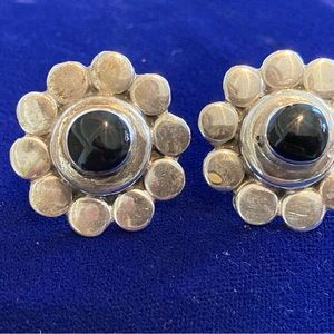 Sterling silver and onyx earrings